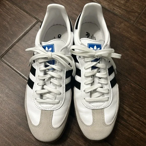 Adidas Samba White and Black Trainers - Picture 3 of 4